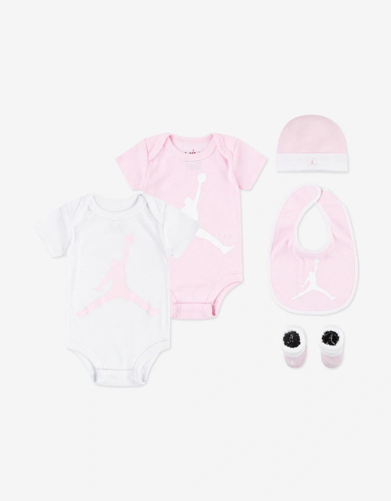 Jordan Baby Girls 5 Piece Bodysuit Gift Set in Pink