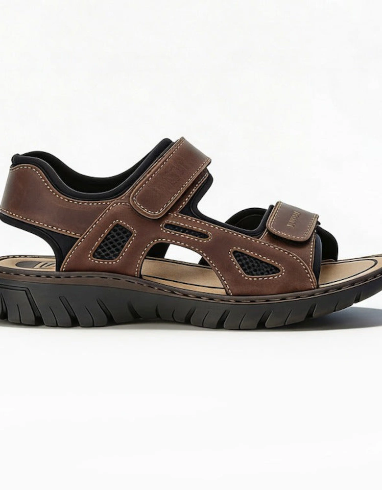 26761 Mens Cross Strap Sandals Brown