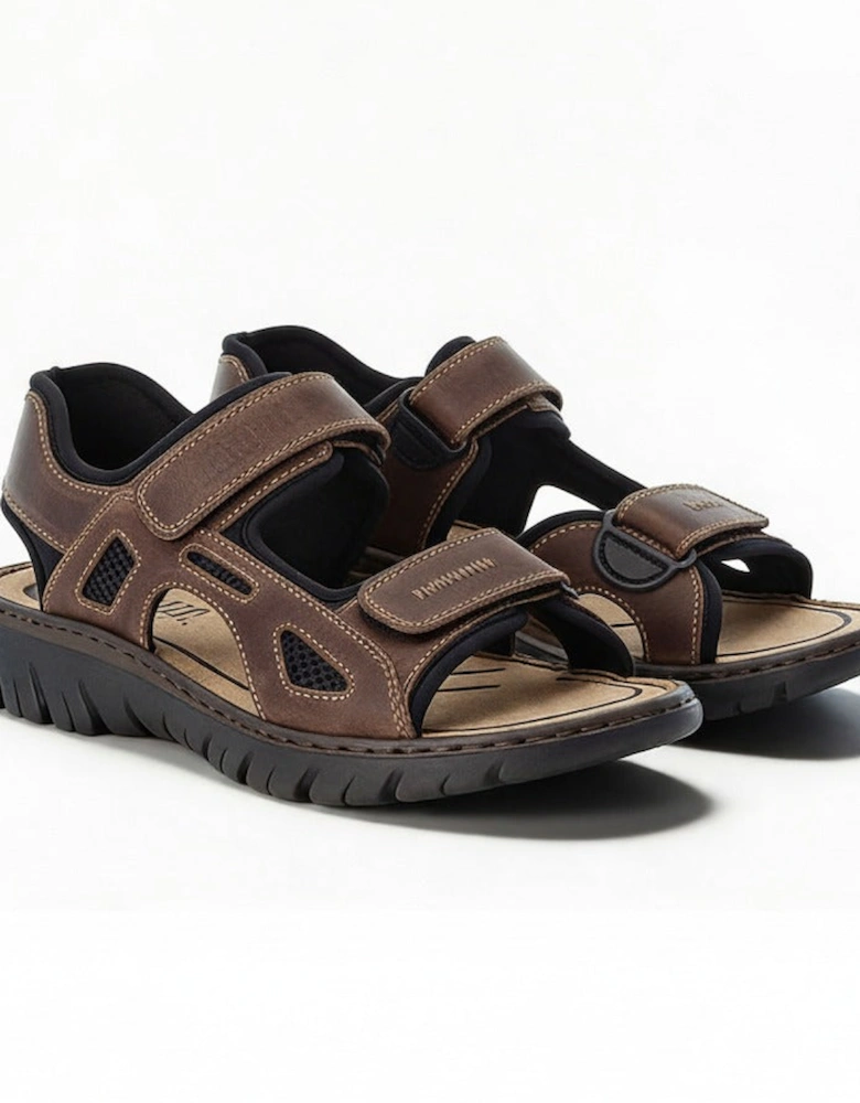 26761 Mens Cross Strap Sandals Brown