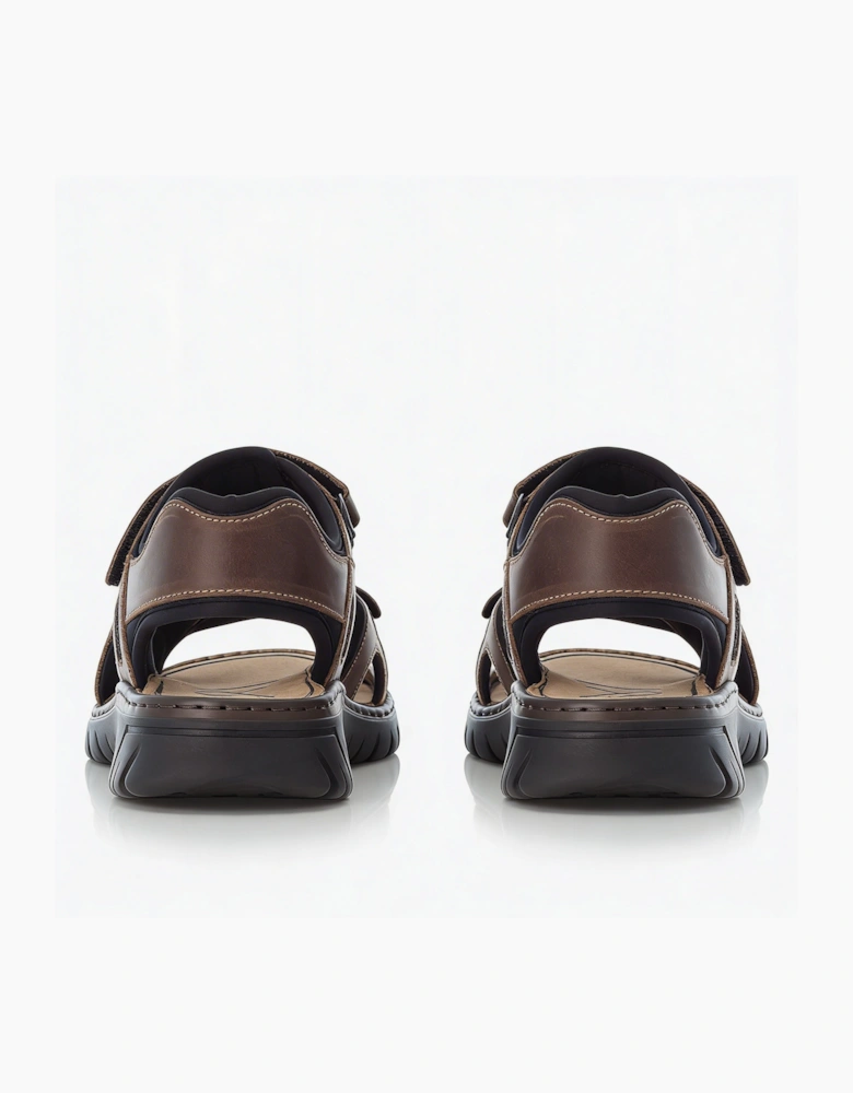 26761 Mens Cross Strap Sandals Brown