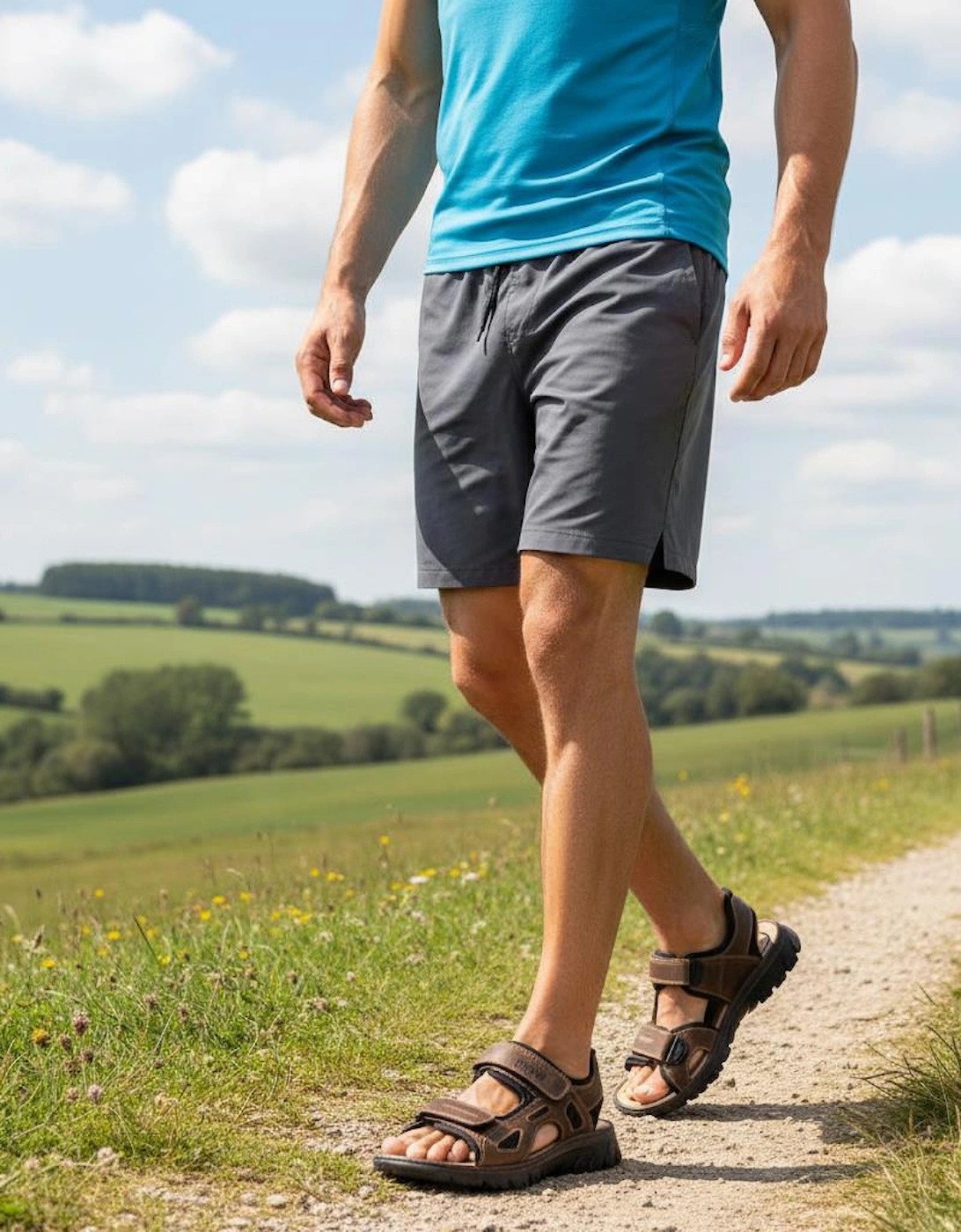 26761 Mens Cross Strap Sandals Brown