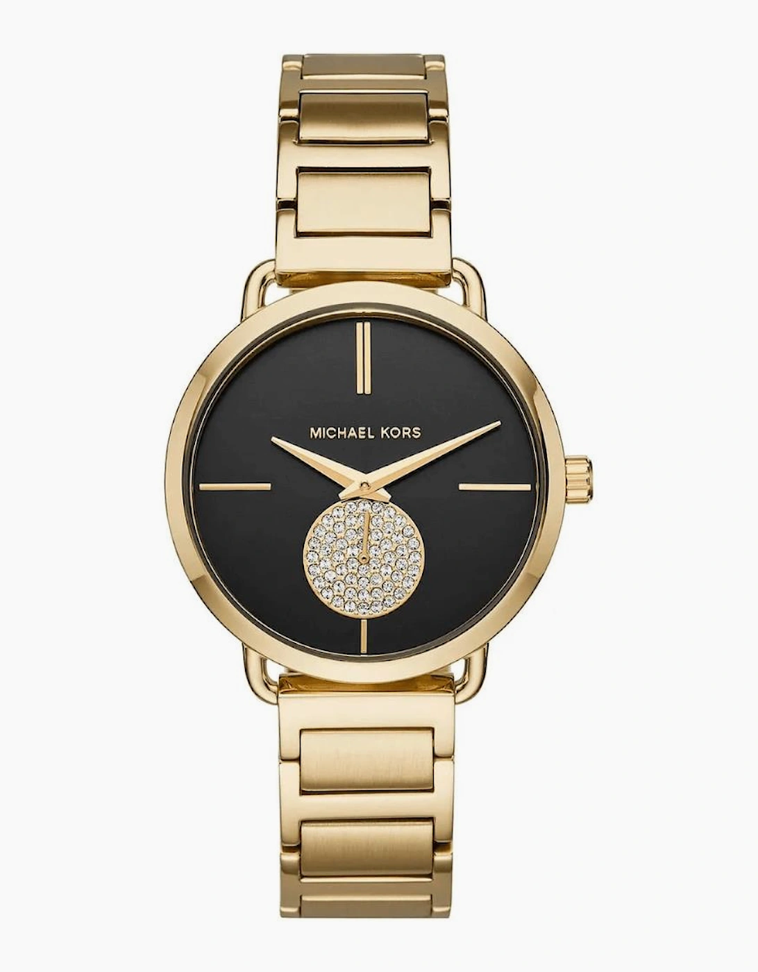 Michael Kors Women's Michael Kors MK3788 Portia Black Dial Ladies Watch - Gold