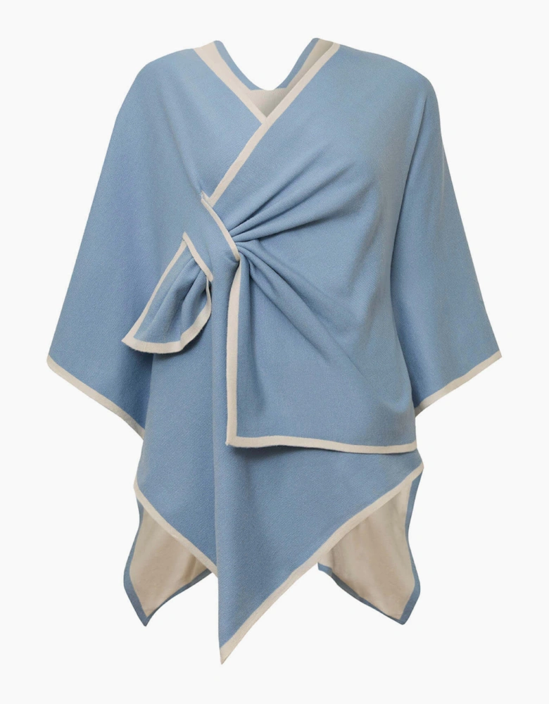 Pale Blue Front Knot Poncho