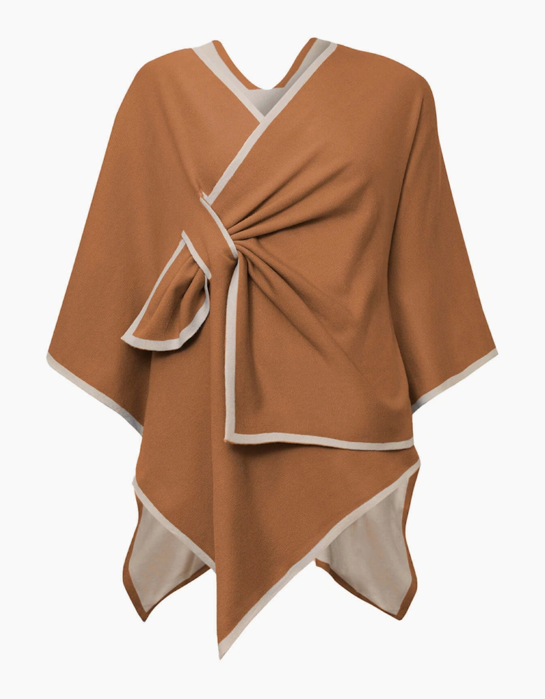 Camel Front Knot Poncho