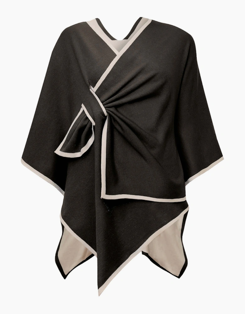 Black Front Knot Poncho