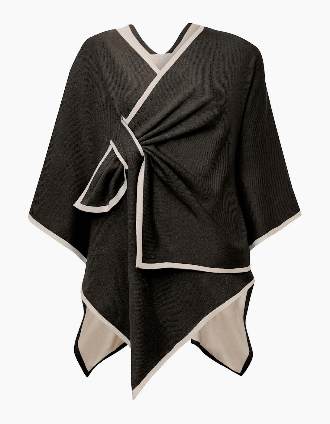 Black Front Knot Poncho