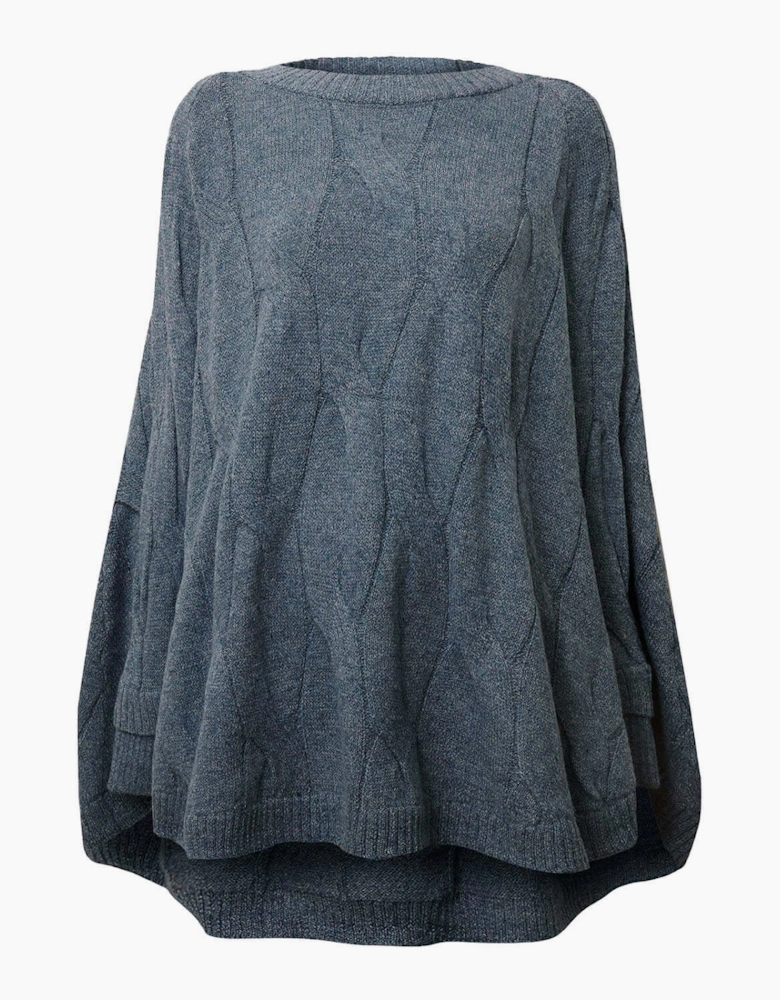 Oversized Cable Detail Denim Jumper