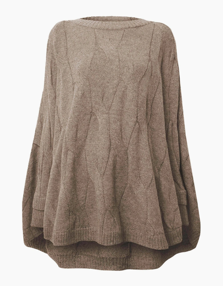 Oversized Cable Detail Grey Jumper