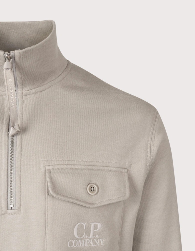 Diagonal Raised Fleece Half Zip Sweatshirt