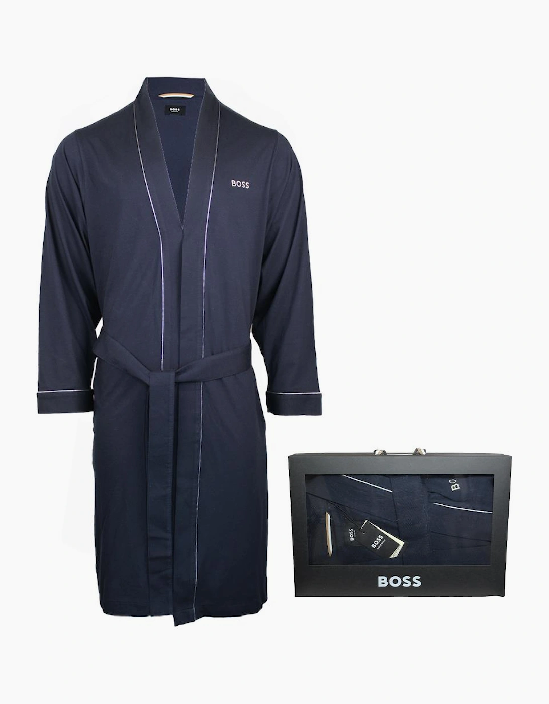 BOSS Kimono Jersey Cotton Dressing Gown Gift Set, Dark Blue, 5 of 4