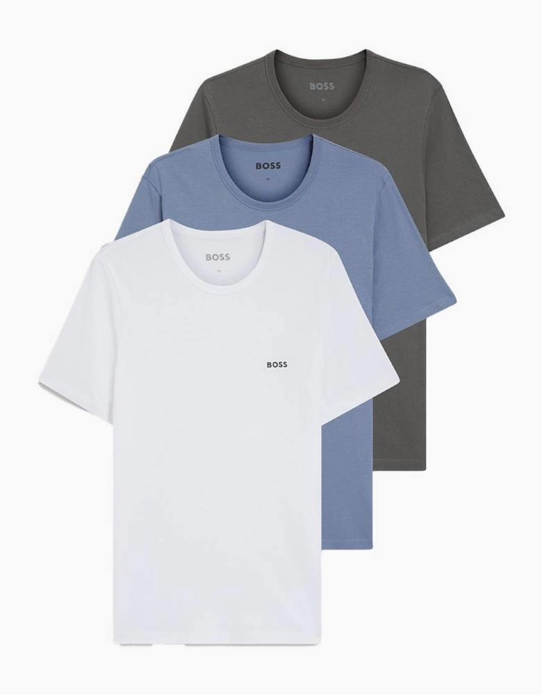 BOSS T-shirt Pure Cotton RN 3-Pack Classic, White/Grey/Blue