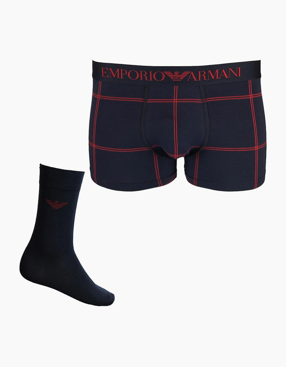 Men's Underwear Set, Rhubarb Check/Armani Blue, 4 of 3