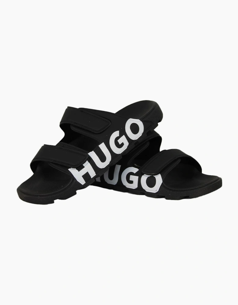 HUGO Evander Sandal, Black with White Logo