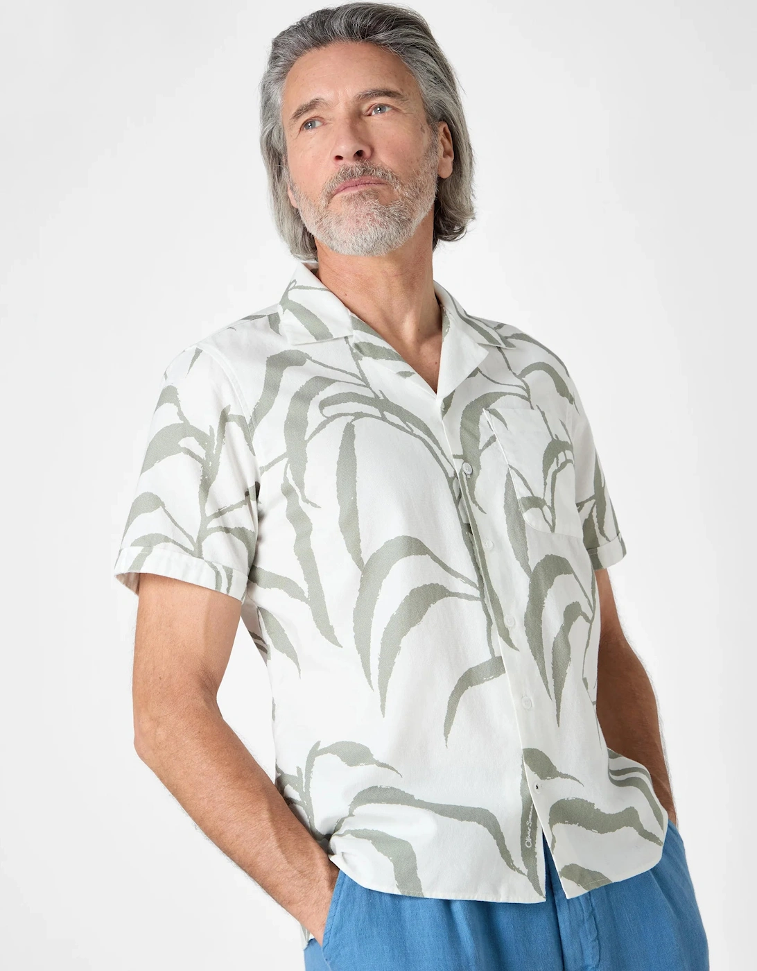 Ravenshead Mens Leaf Print Short Sleeved Shirt - Khaki, 4 of 3