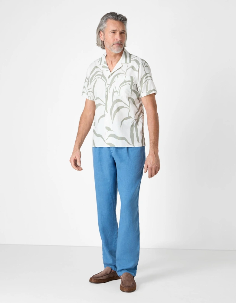 Ravenshead Mens Leaf Print Short Sleeved Shirt - Khaki