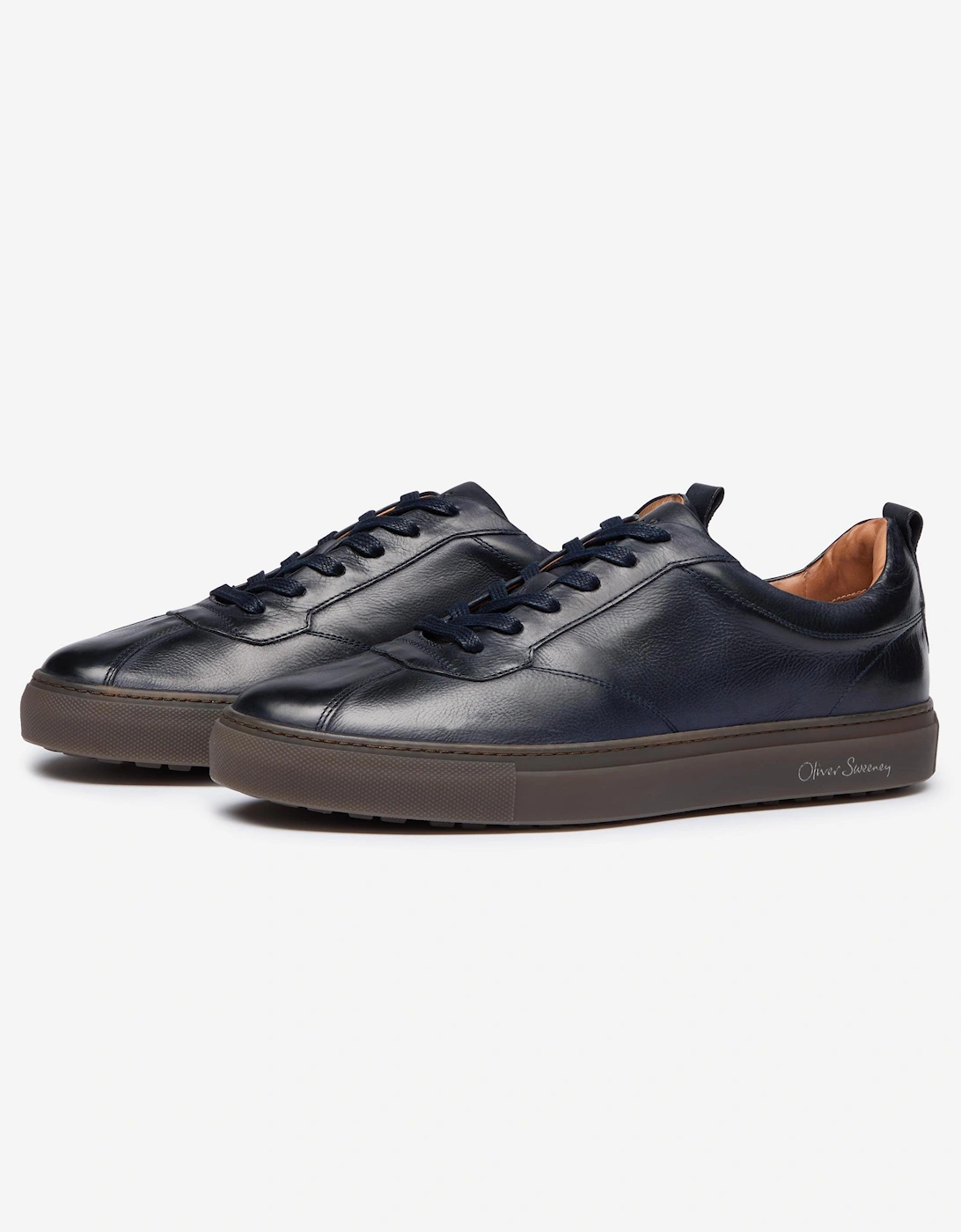 Ermida Mens Hand Finished Calf Leather Trainers - Navy, 6 of 5