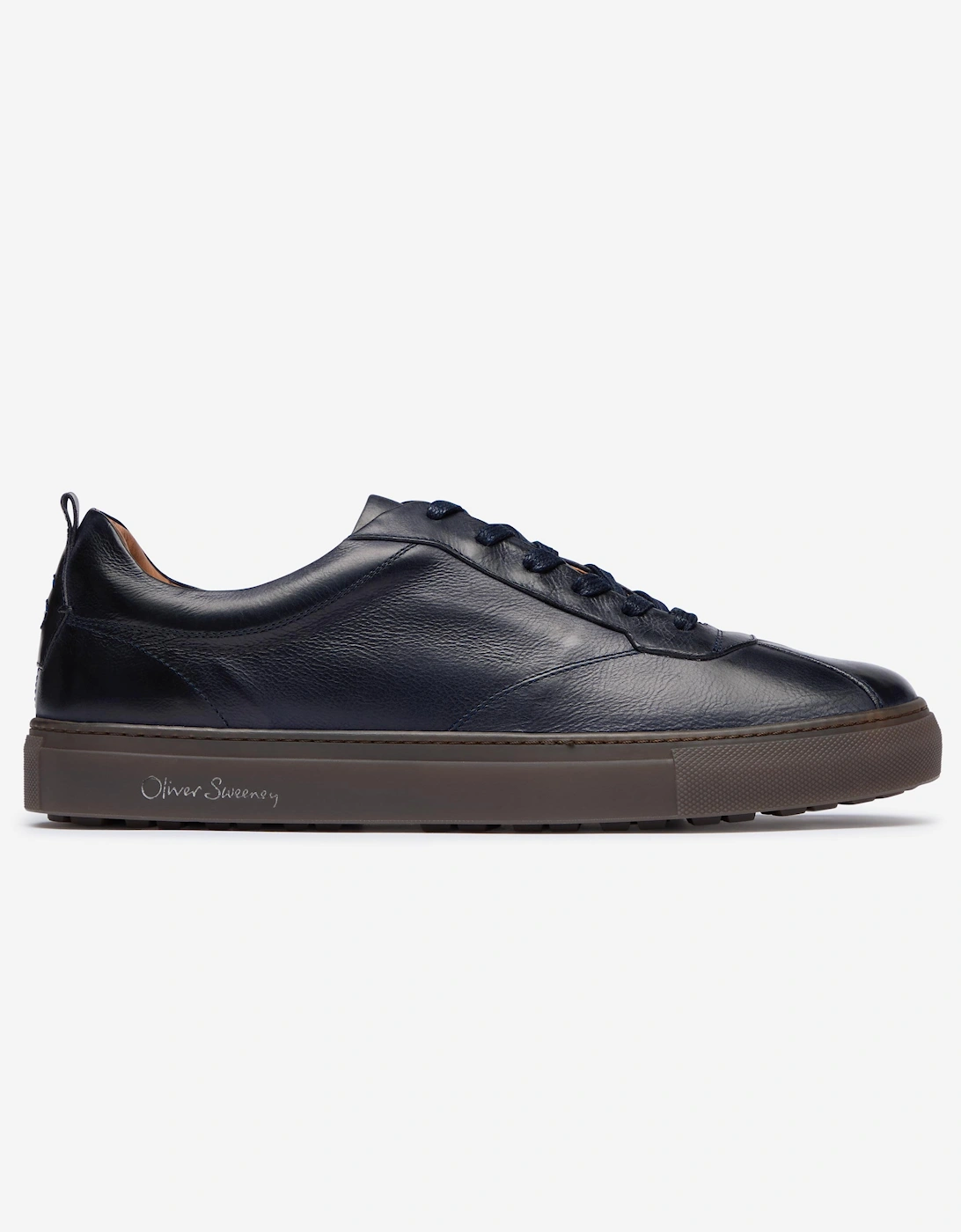 Ermida Mens Hand Finished Calf Leather Trainers - Navy