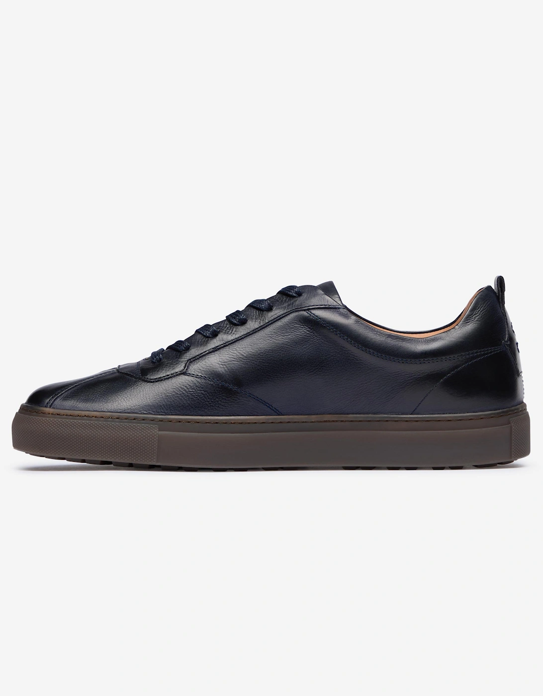 Ermida Mens Hand Finished Calf Leather Trainers - Navy