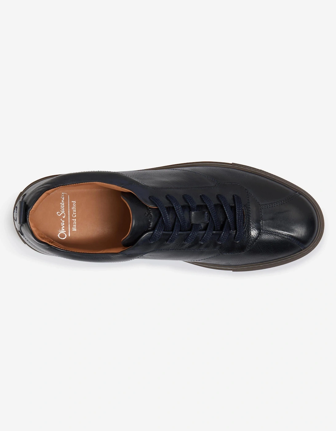 Ermida Mens Hand Finished Calf Leather Trainers - Navy