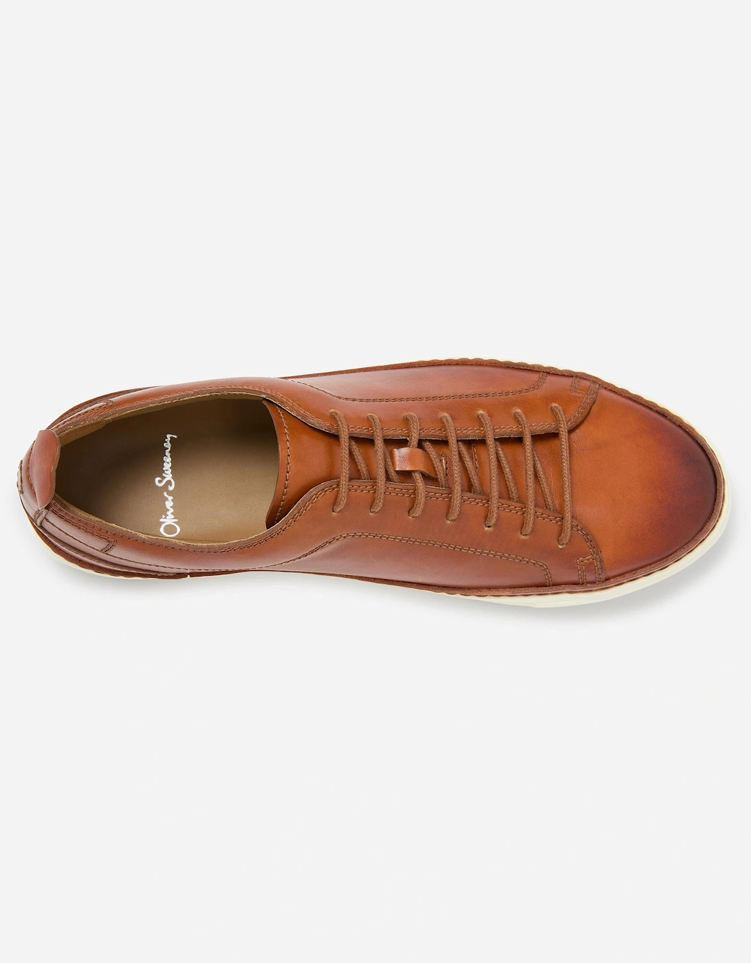 Lopes Mens Leather Cupsole Trainers - Tan