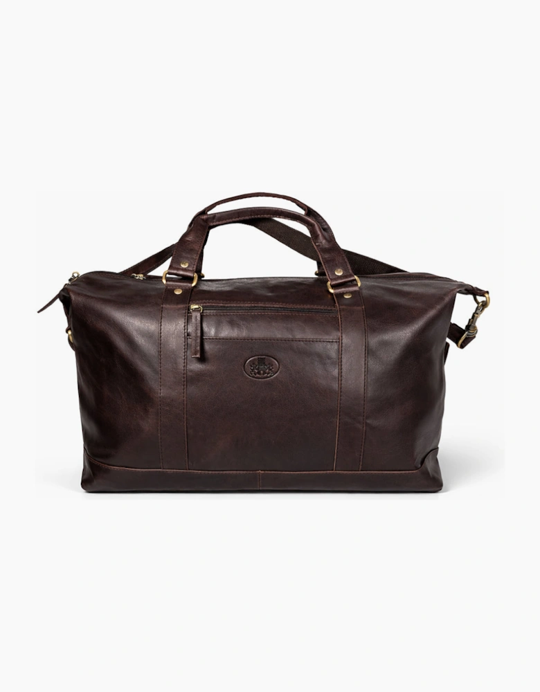 Rowallan Safari Large Weekender Leather Bag BROWN