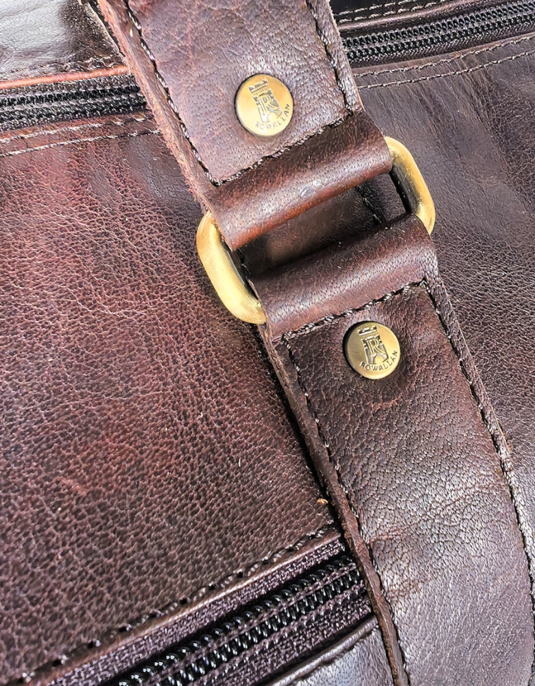 Rowallan Safari Large Weekender Leather Bag BROWN