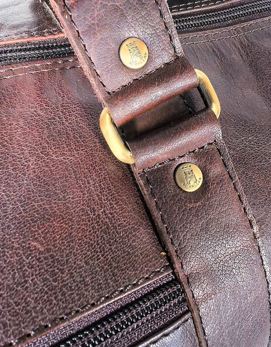 Rowallan Safari Large Weekender Leather Bag BROWN