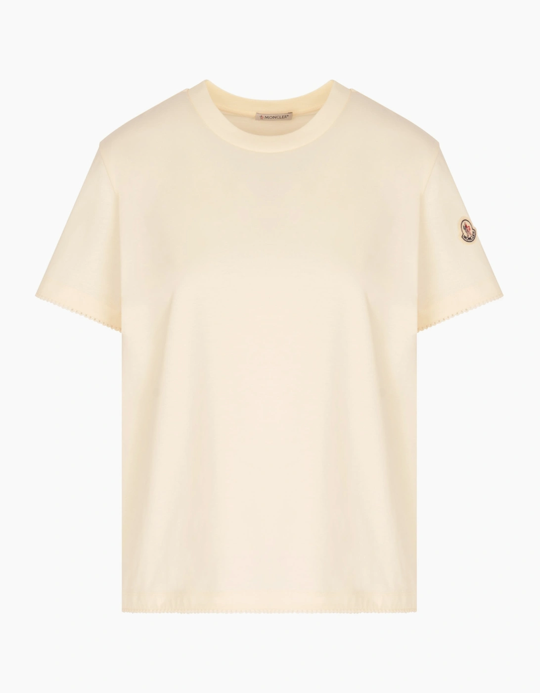 Moncler Moncler Women's Womens Cotton Trim T-Shirt Beige - White