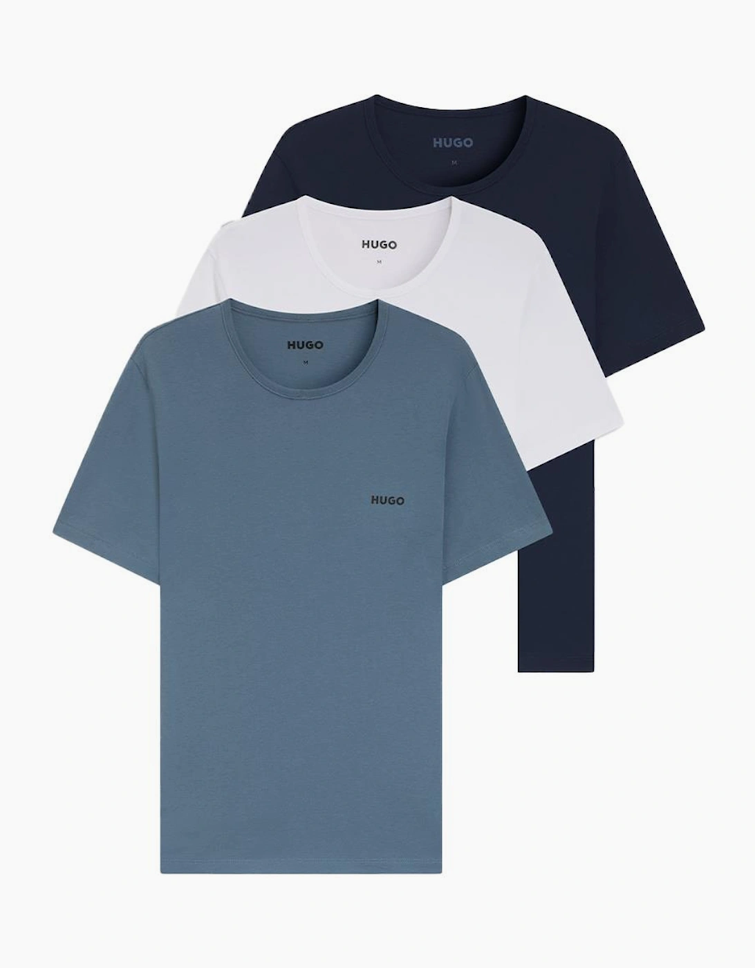 HUGO 3-Pack Regular Fit Cotton T-Shirts, Blue/White/Navy, 2 of 1