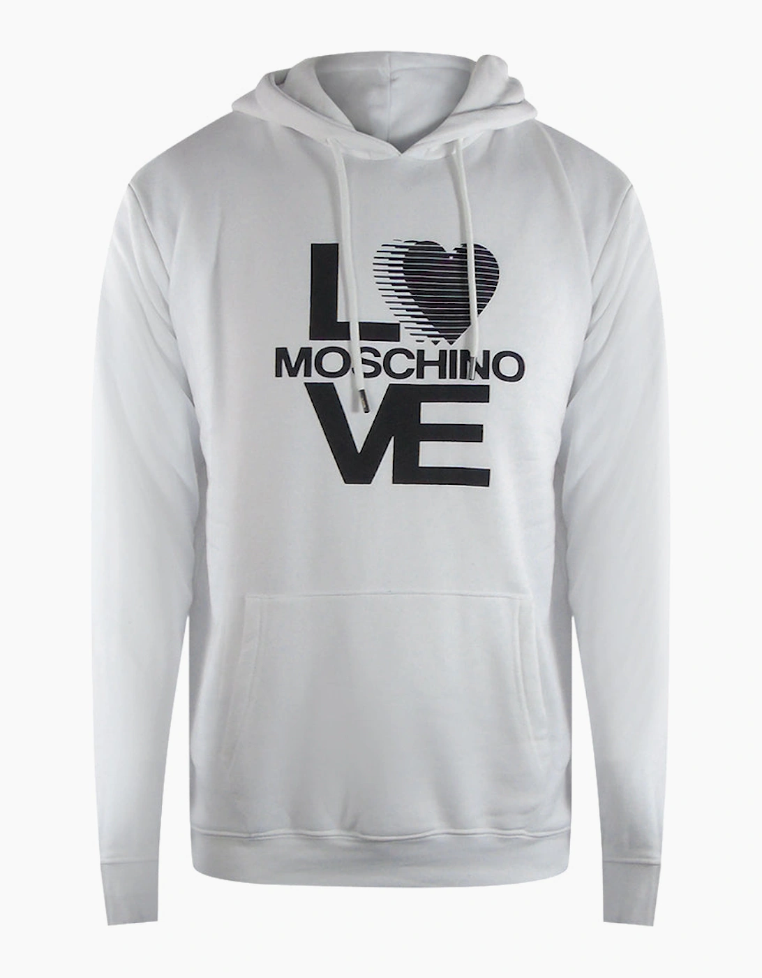 Love Moschino Men's Grey Bold Love Logo White Hoodie  42 Xl