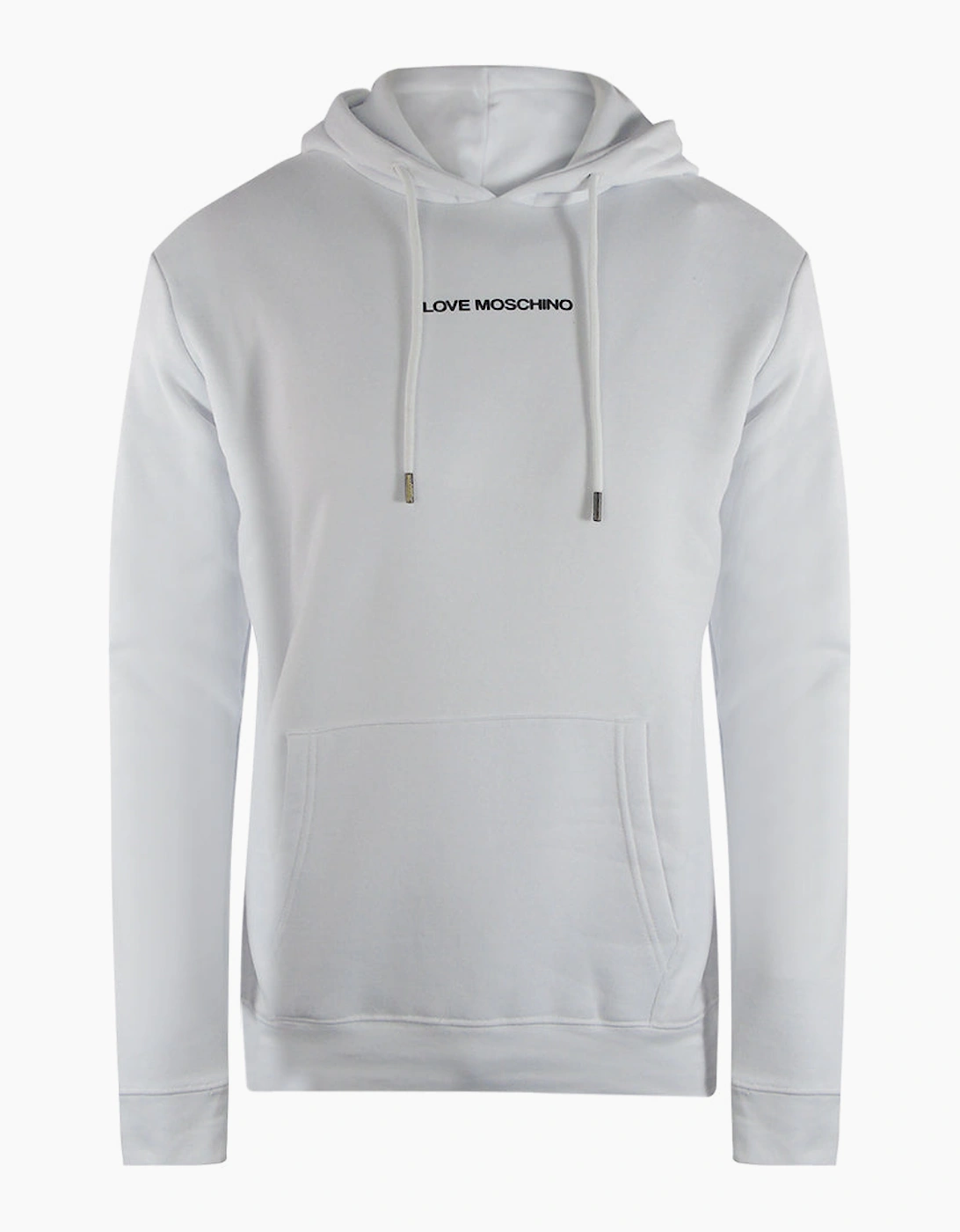 Love Moschino Men's Grey Plain Logo White Hoodie  38 M