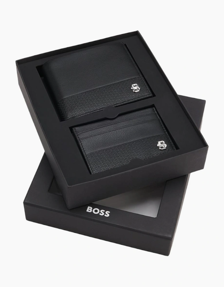 BOSS Leather Wallet and Cardcase Gift Set, Black