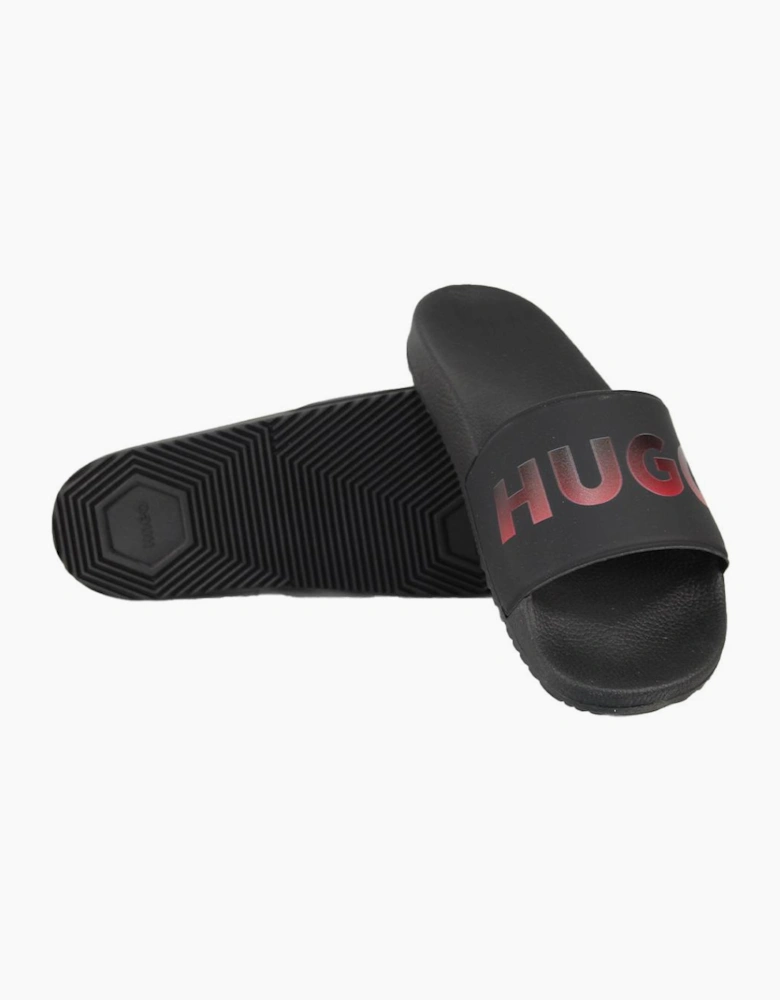 HUGO Timein Slider, Black with Red Logo