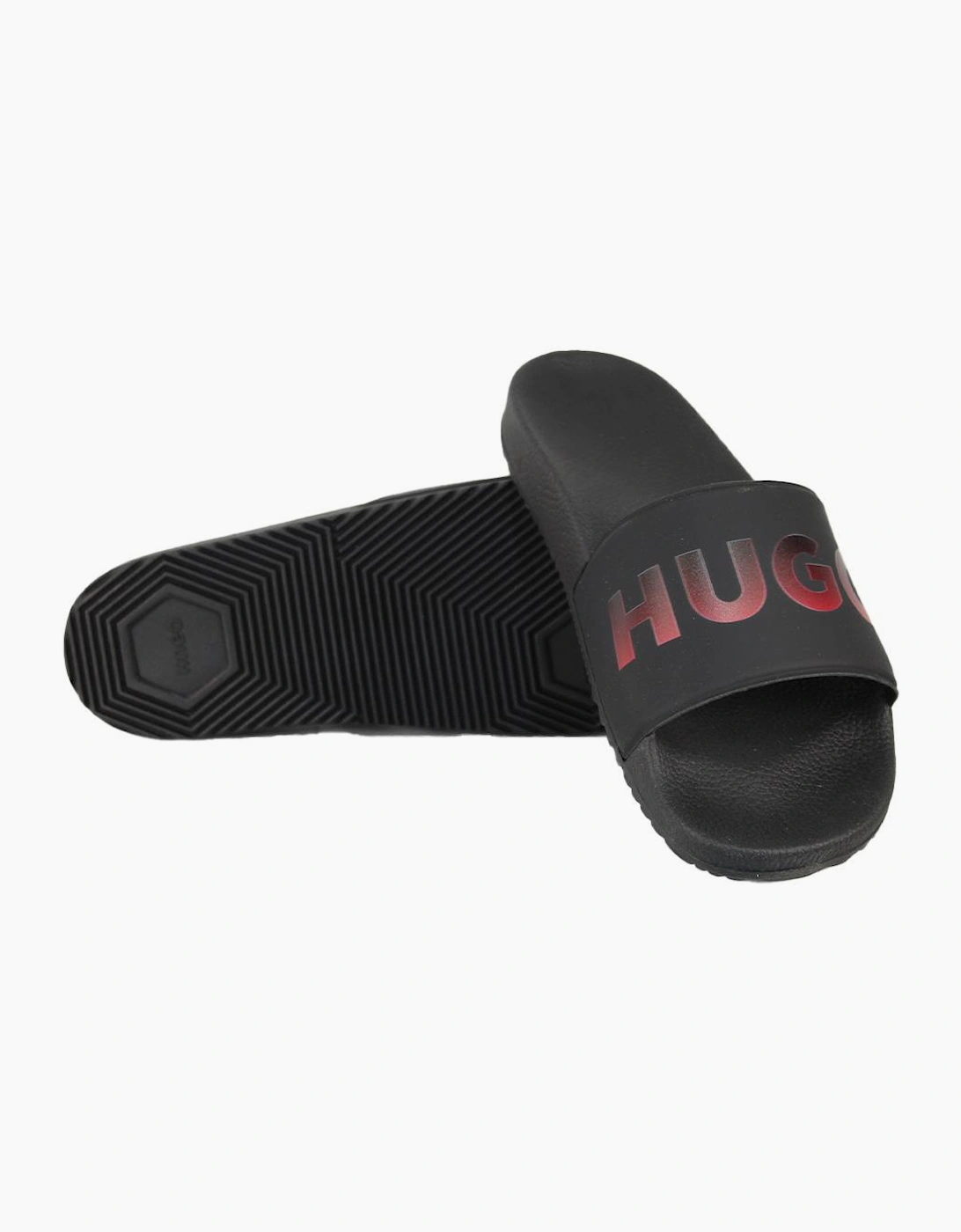 HUGO Timein Slider, Black with Red Logo
