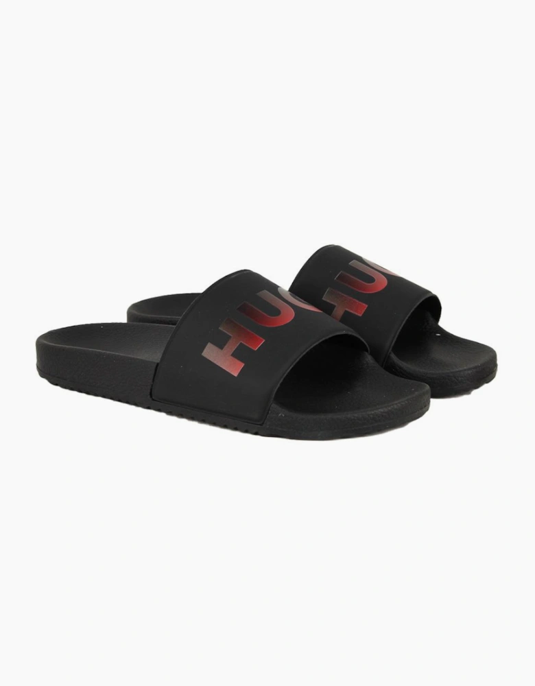 HUGO Timein Slider, Black with Red Logo