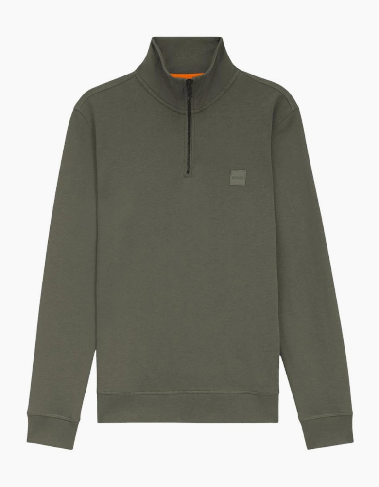 Zetrust Patch Logo Grey/Green Quarter Zip Sweatshirt