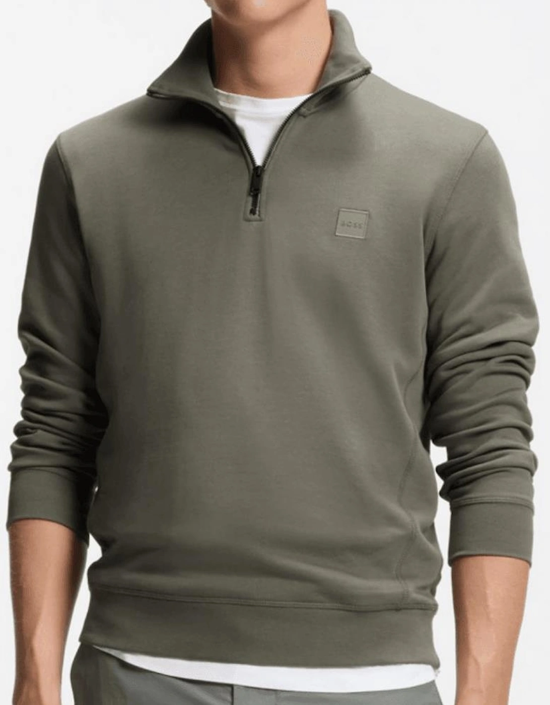 Zetrust Patch Logo Grey/Green Quarter Zip Sweatshirt