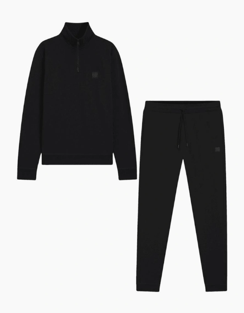 Zetrust Quarter Zip Black Cotton Tracksuit