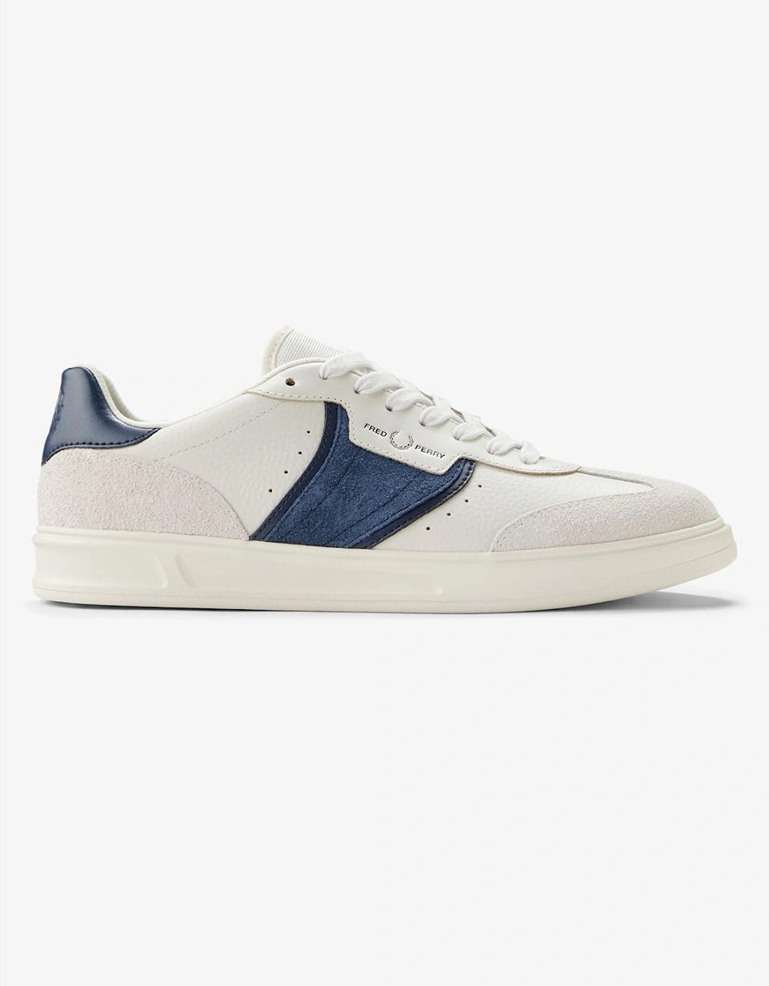 B4 Textured Leather/Suede Men's Porcelain/Blue Trainers, 7 of 6