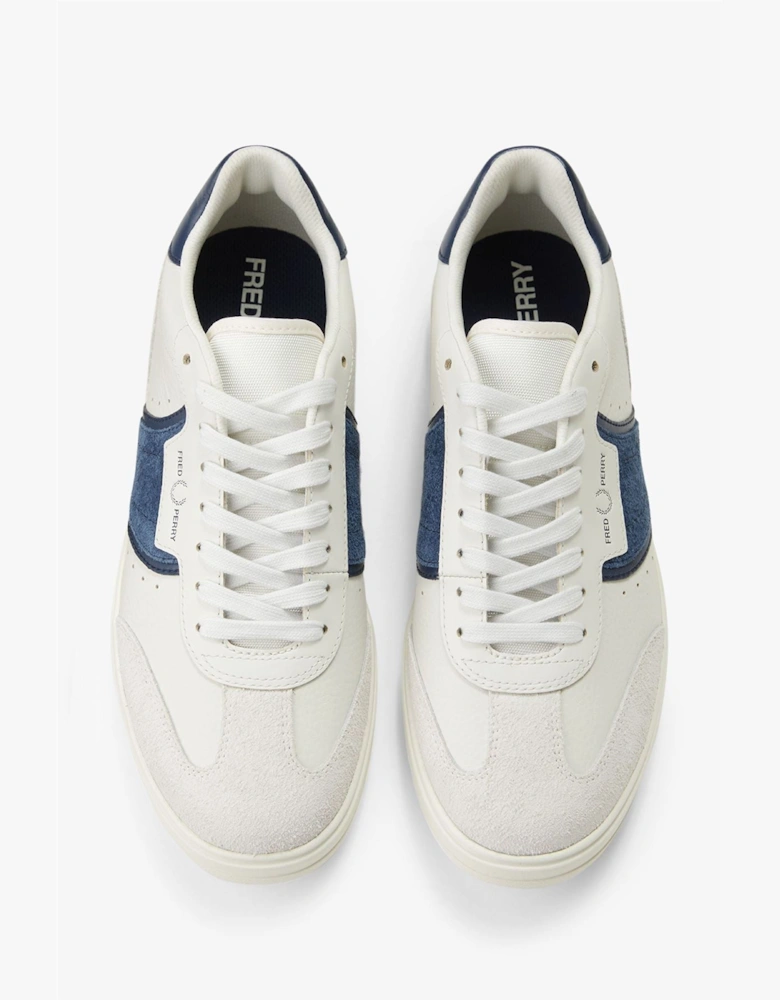 B4 Textured Leather/Suede Men's Porcelain/Blue Trainers