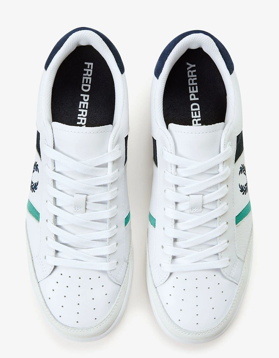 B725 Leather Suede Men's White/Navy/Mint Trainers