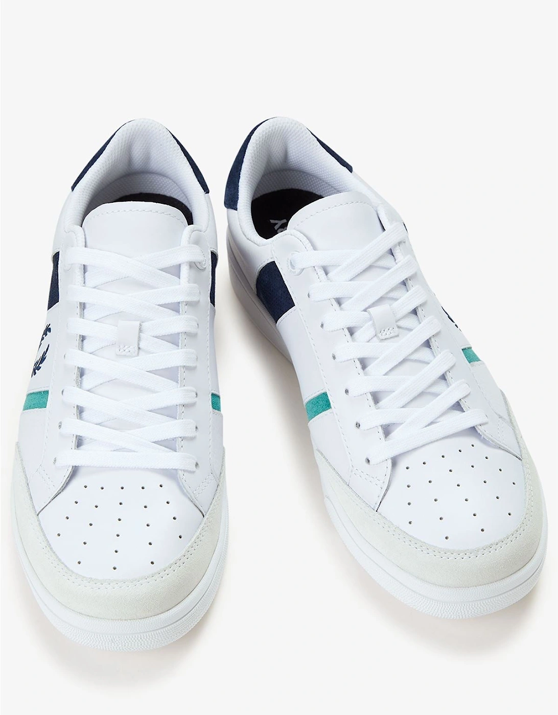 B725 Leather Suede Men's White/Navy/Mint Trainers