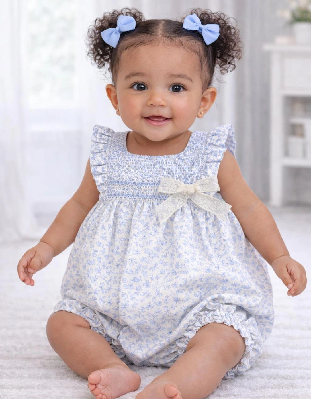 BLUE IRIS BABY GIRL ROMPER, 3 of 2