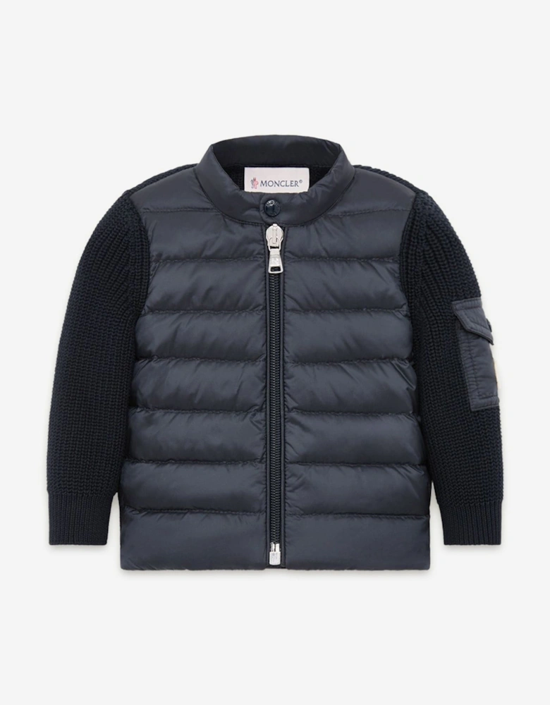 Enfant Baby Down Padded Zip Up Cardigan in Navy