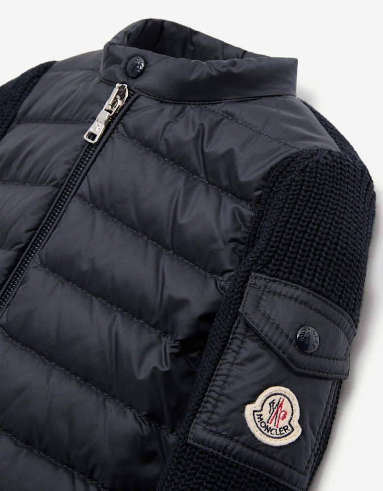 Enfant Baby Down Padded Zip Up Cardigan in Navy