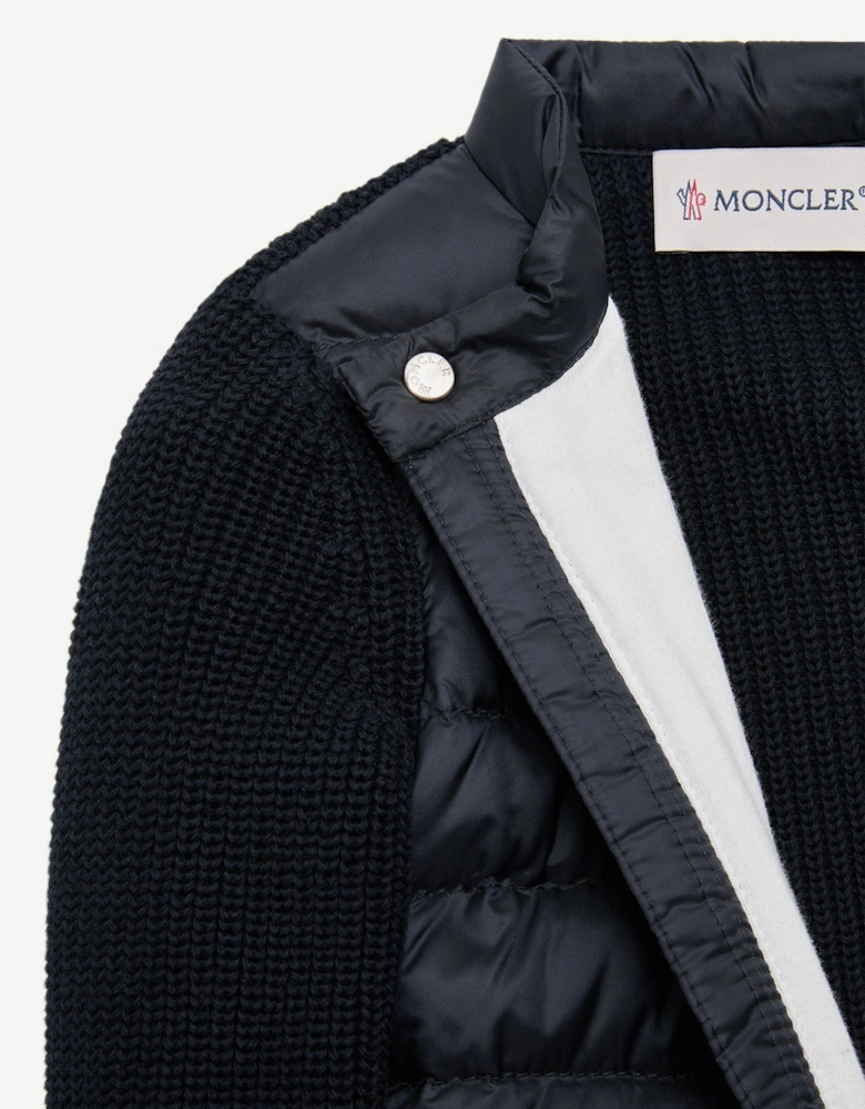 Enfant Baby Down Padded Zip Up Cardigan in Navy