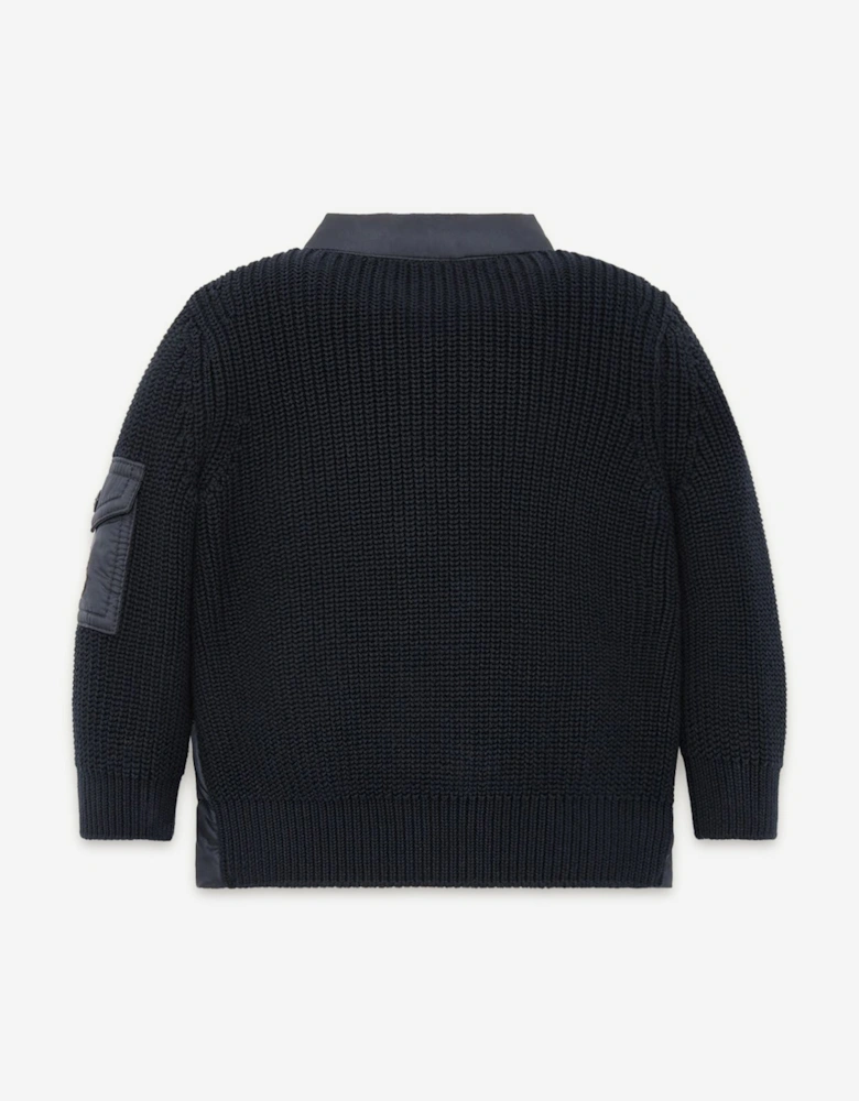 Enfant Baby Down Padded Zip Up Cardigan in Navy