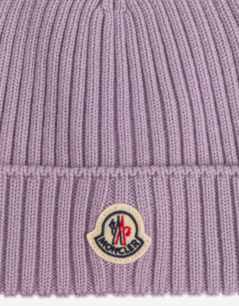 Enfant Girls Wool Knit Beanie Hat in Purple