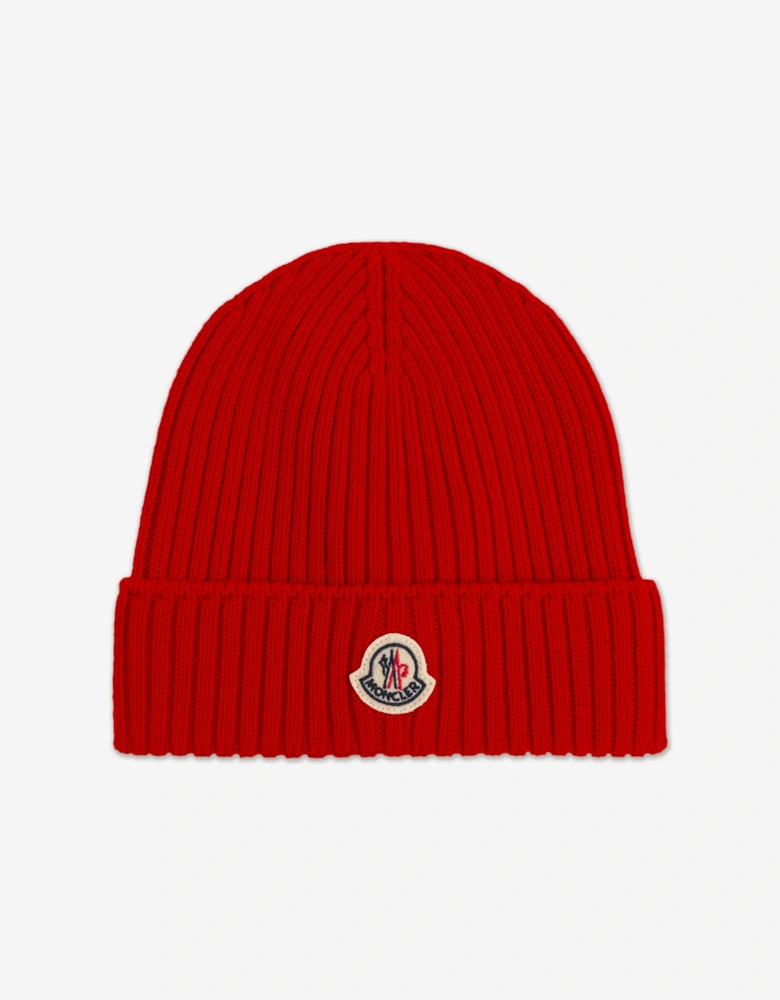 Enfant Boys Wool Knit Beanie Hat in Red