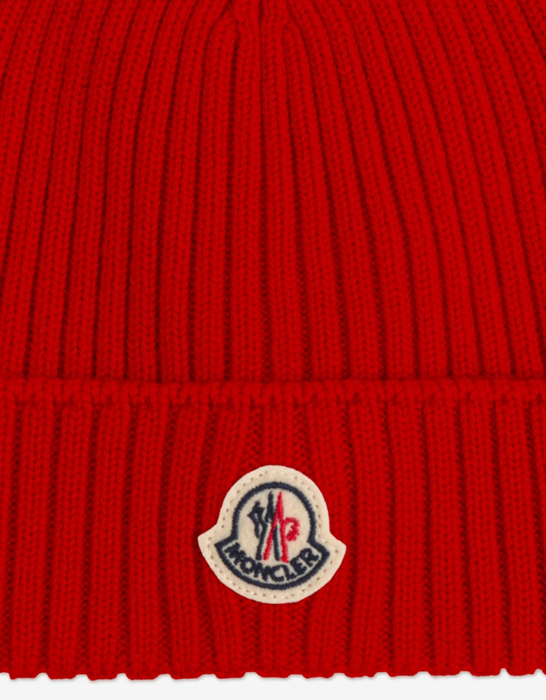 Enfant Boys Wool Knit Beanie Hat in Red